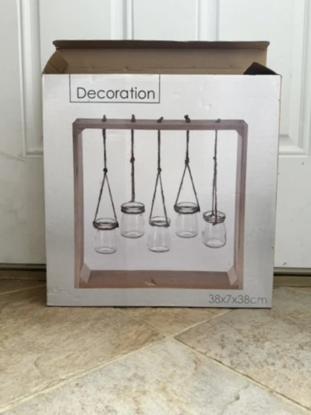 WOODEN TERRARIUM FRAME WITH 5 HANGING JARS - SQUARE - NIB - FROM EUROPE